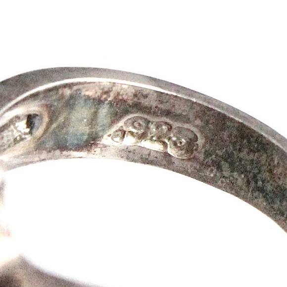 Vintage Badavici Marquise Emerald Green Glass Sterling Silver Ring Size 6 - Picture 5 of 6